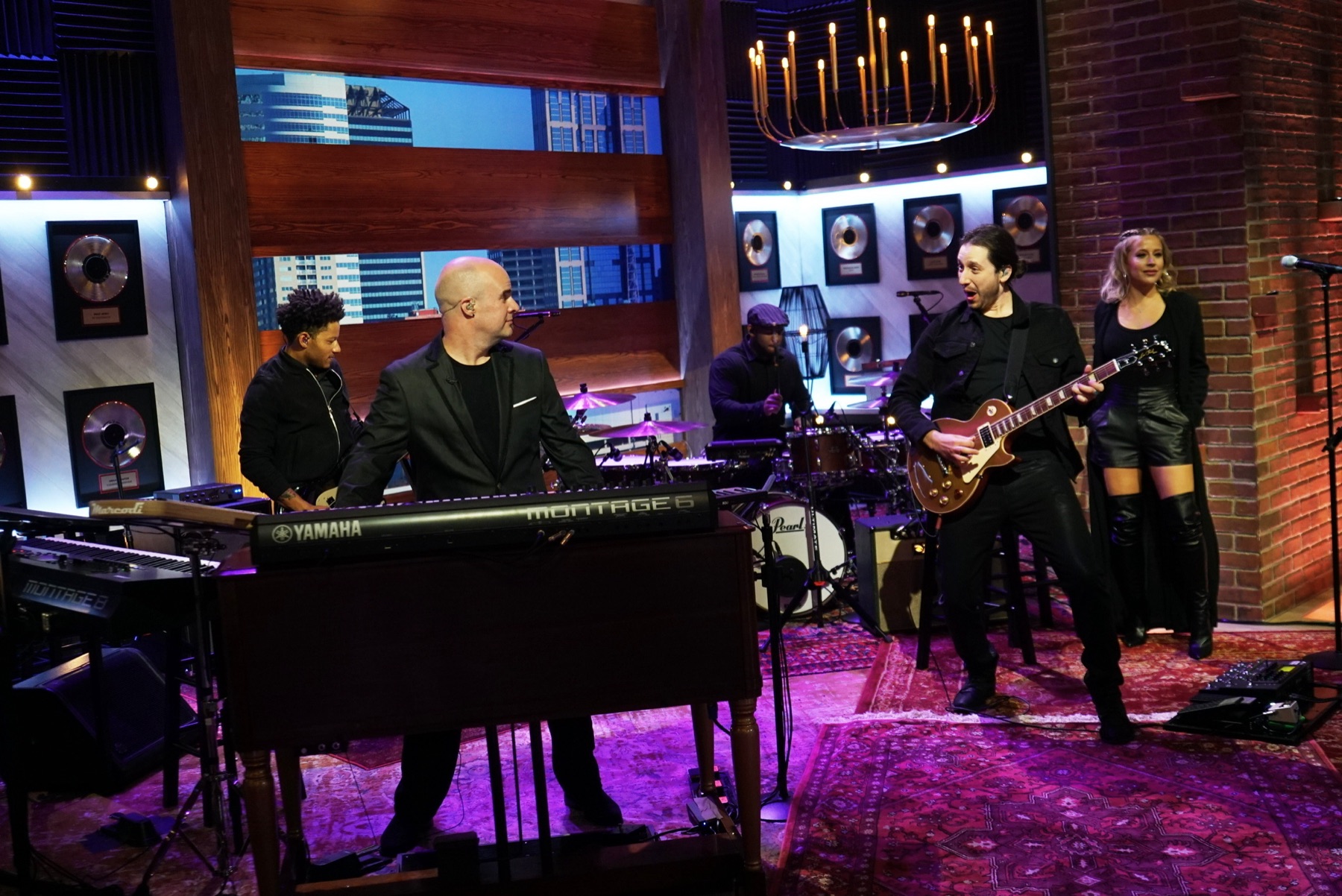 The band on the set of The Kelly Clarkson Show