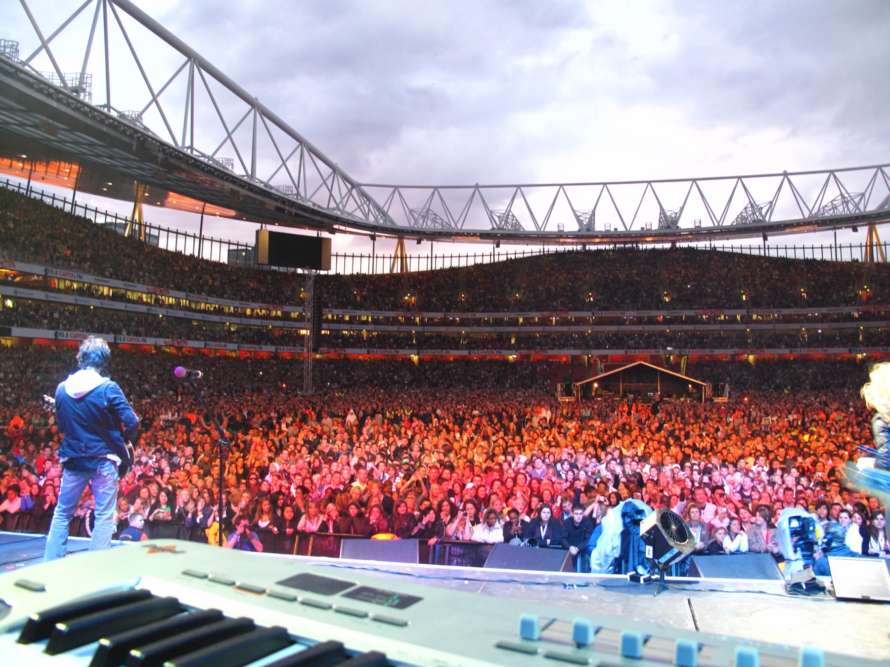 View from the keyboards over a stadium crowd